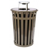 WITT Oakley Collection Outdoor Waste Receptacle with Ash Urn Top - 36 Gallon, Brown